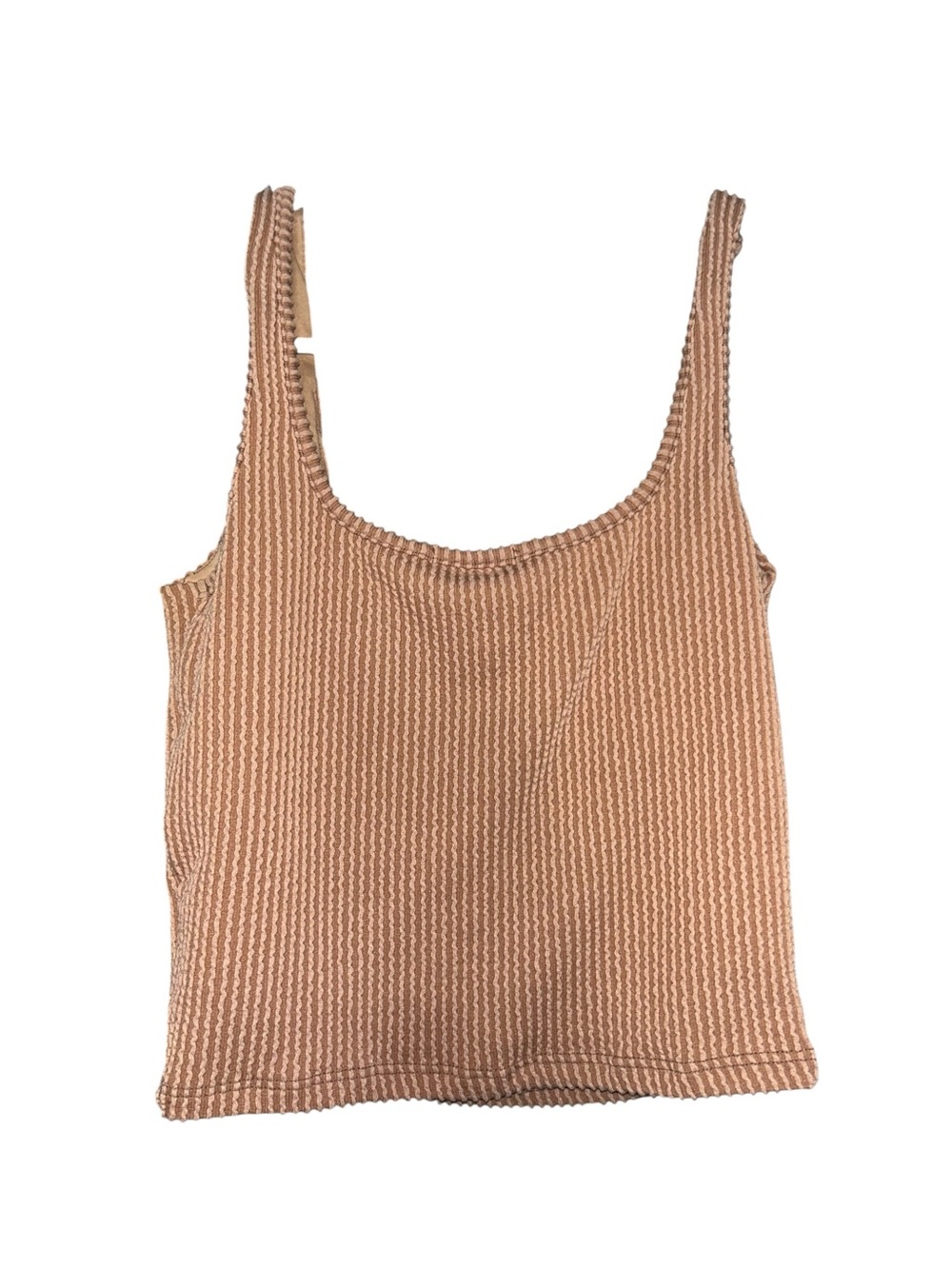 Women's Ribbed Cropped Tank- Tan
